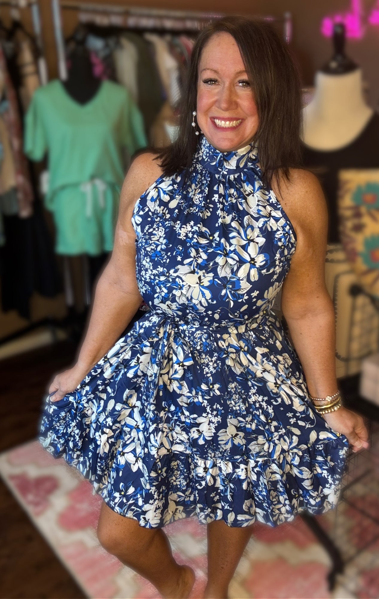 High Neck Floral Dresses