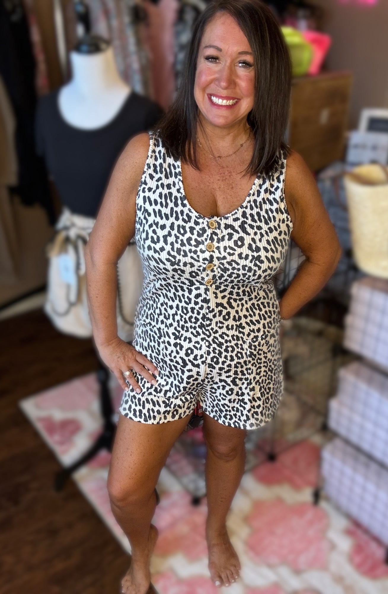 Ribbed Leopard Romper