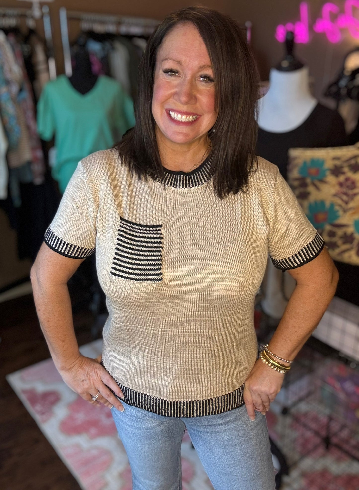 Striped Pocket Sweater
