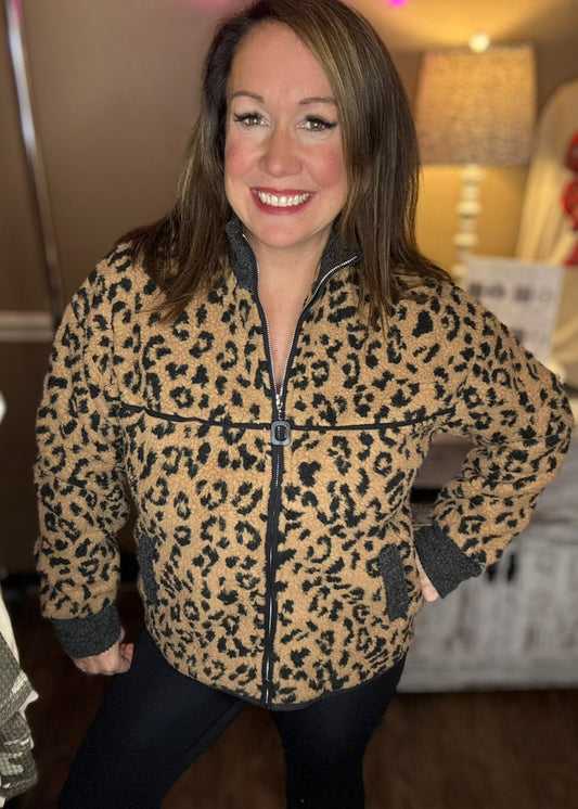 Leopard Sherpa Jacket
