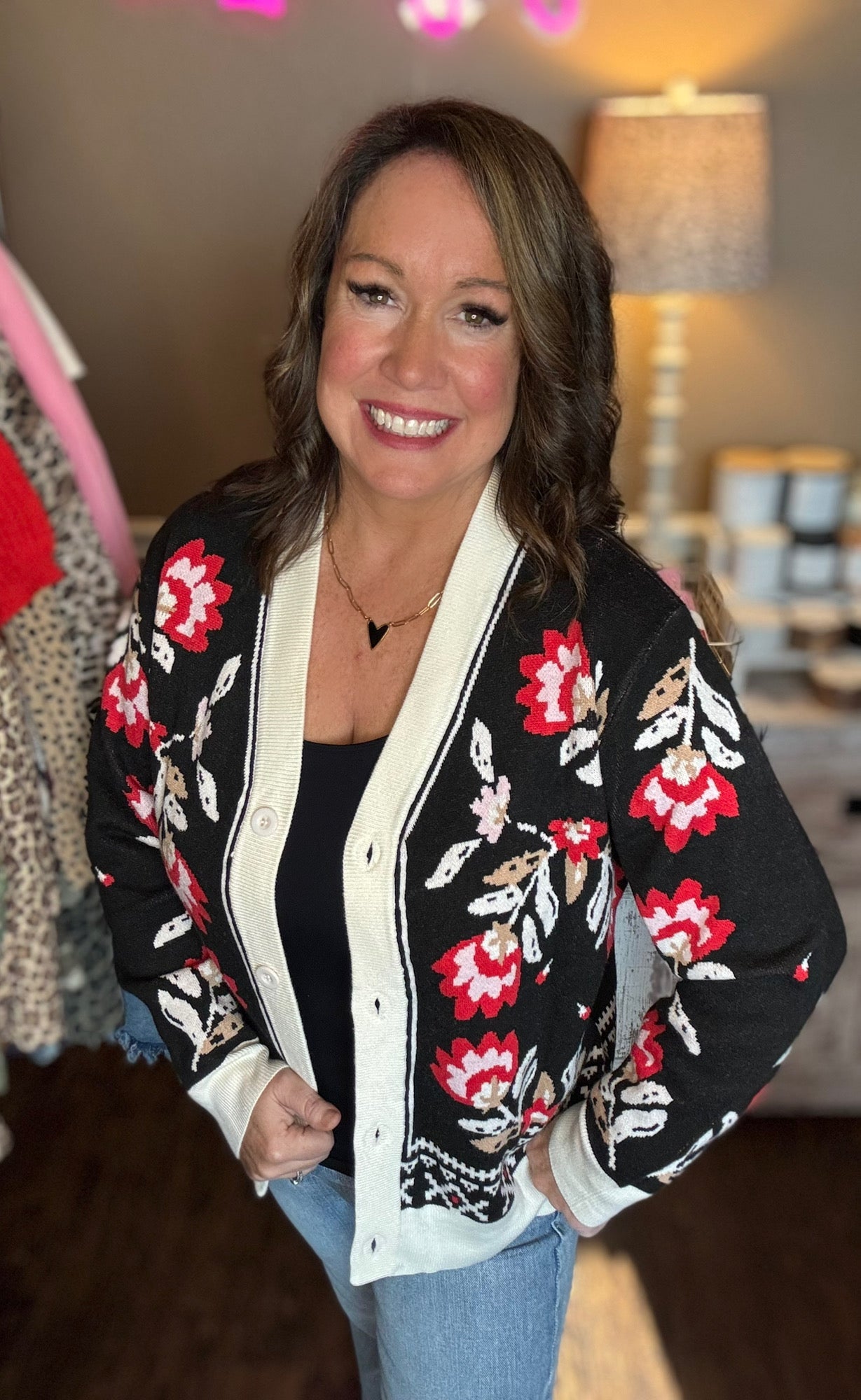 Floral Cardigan Sweater