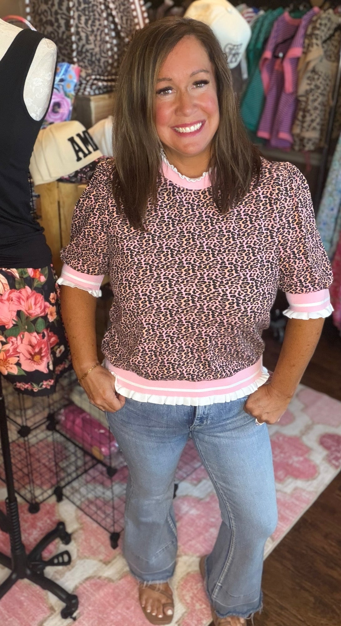 Leopard Top with Contrast Trim