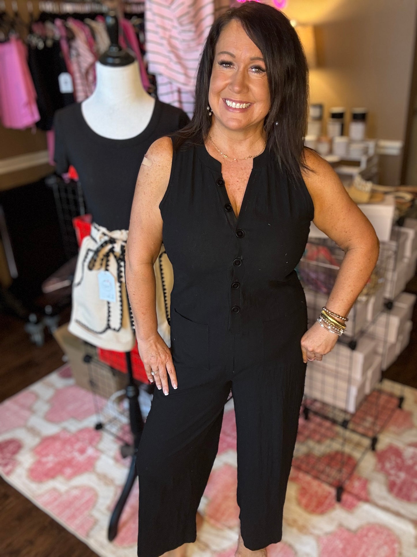 Wide Leg Button Jumpsuit