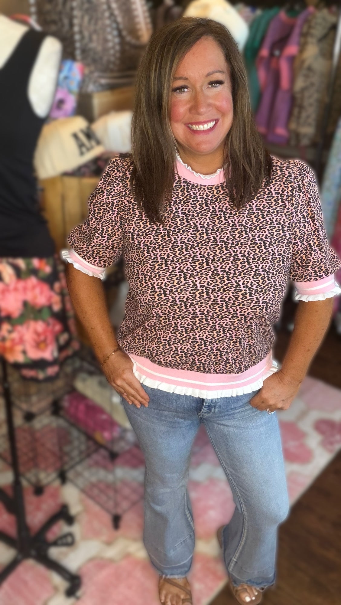 Leopard Top with Contrast Trim