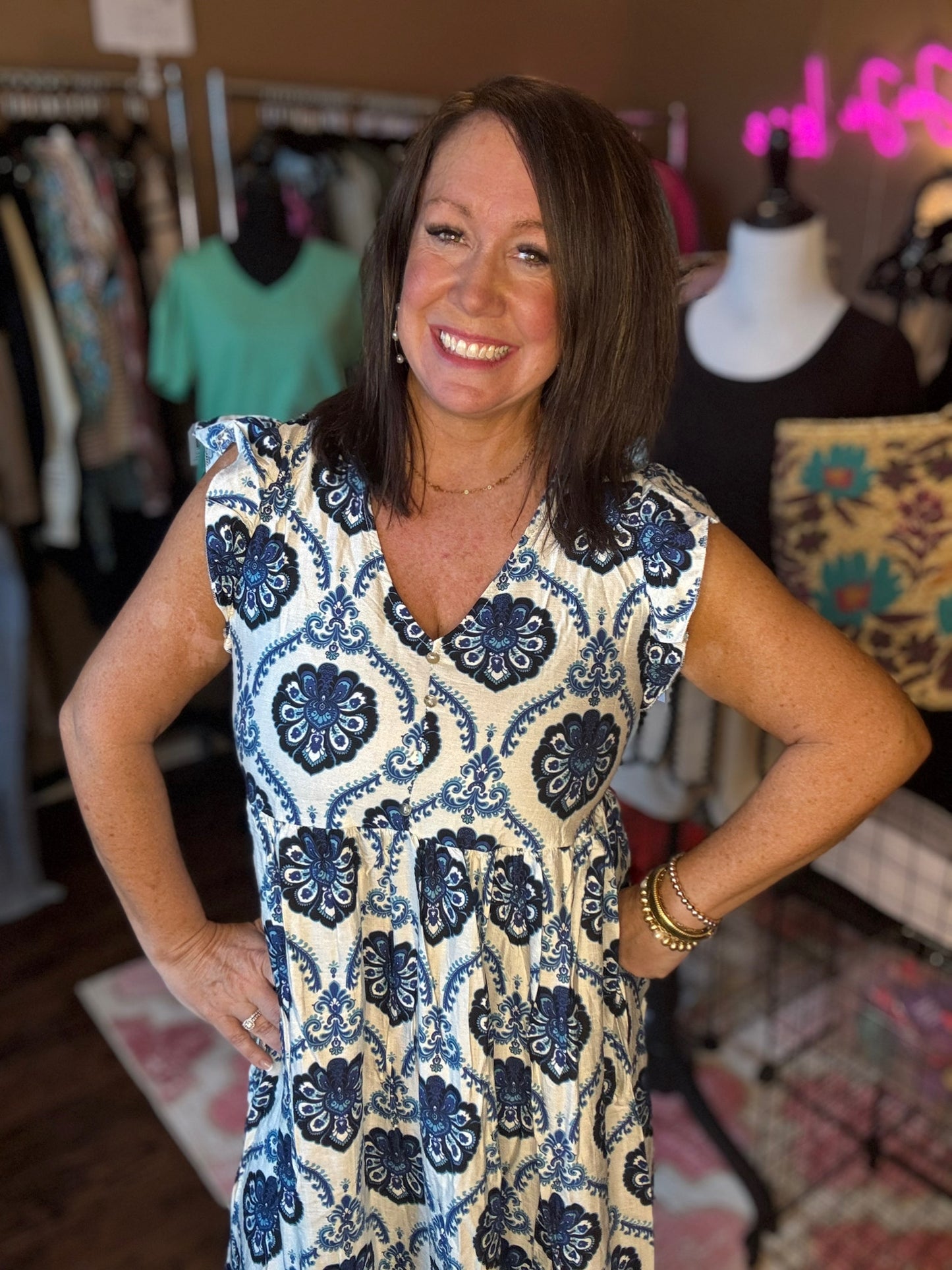 Flutter Sleeve Maxi Dress