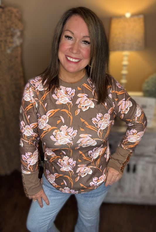 Floral Waffle Knit Top