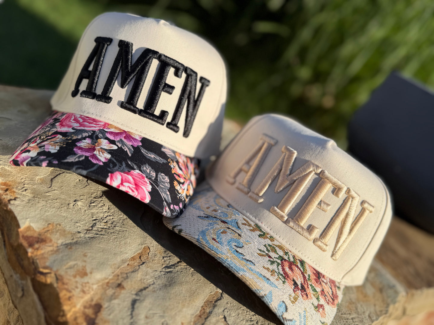 Amen Embroidered Puff Hats