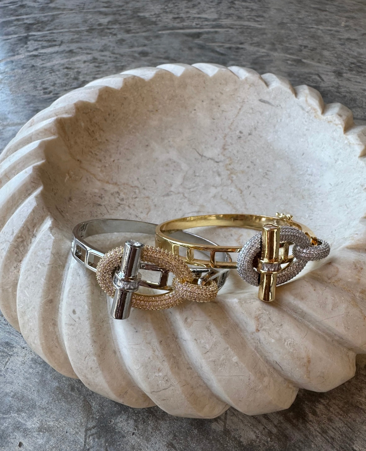 Pave Diamond Anchor Bangle Bracelet
