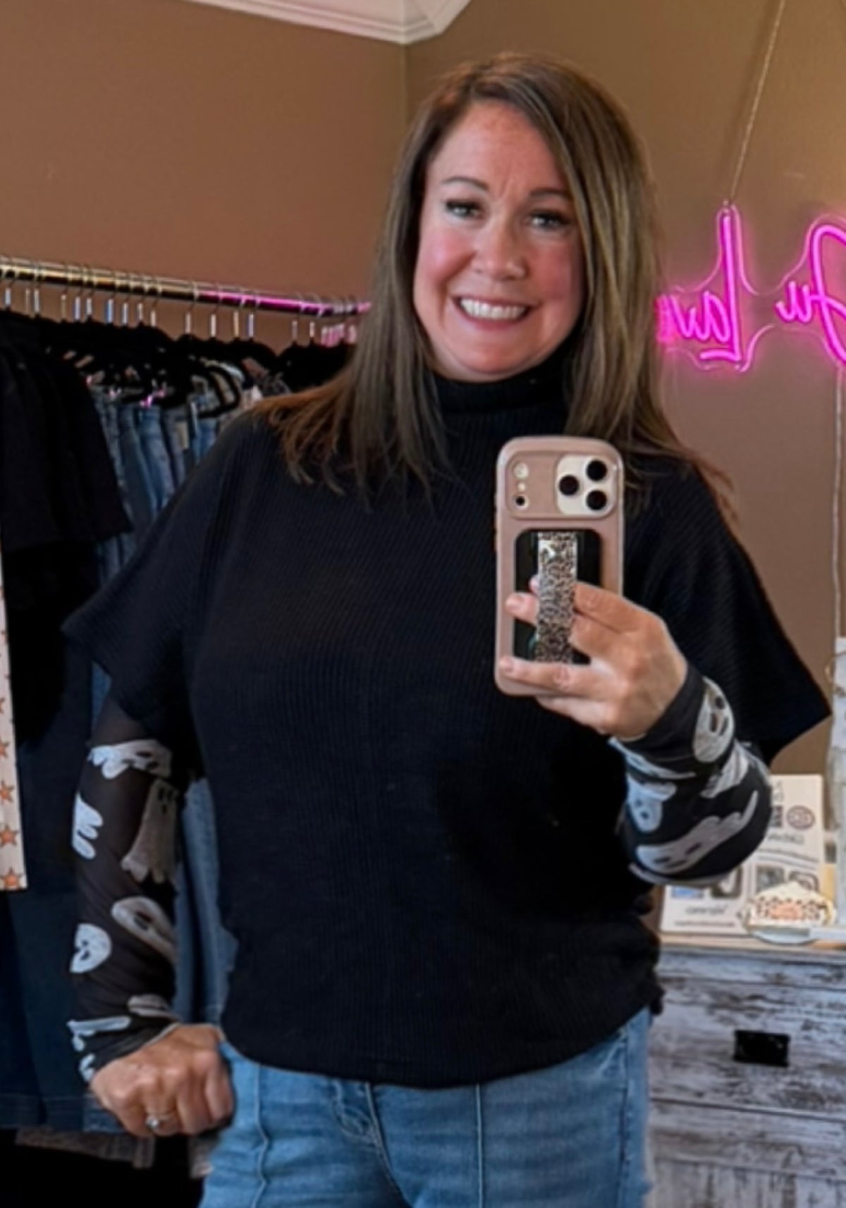 Mock Neck Side Shirred Sweater