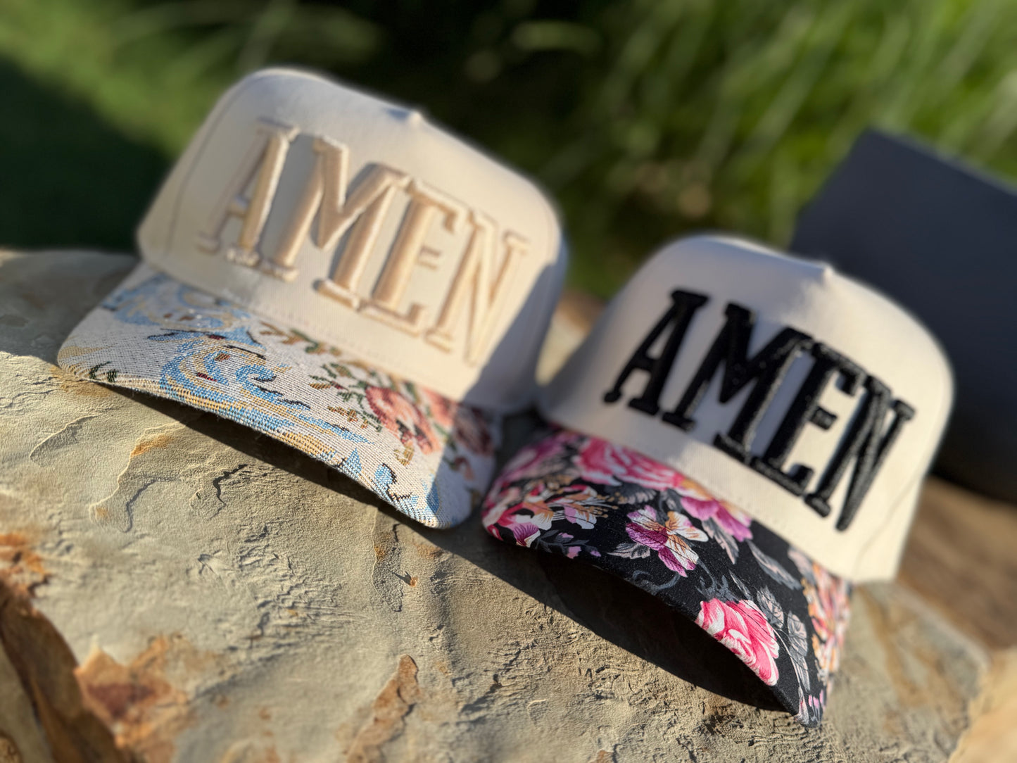 Amen Embroidered Puff Hats