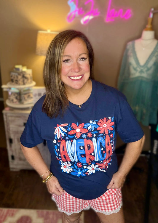 Floral America Tee
