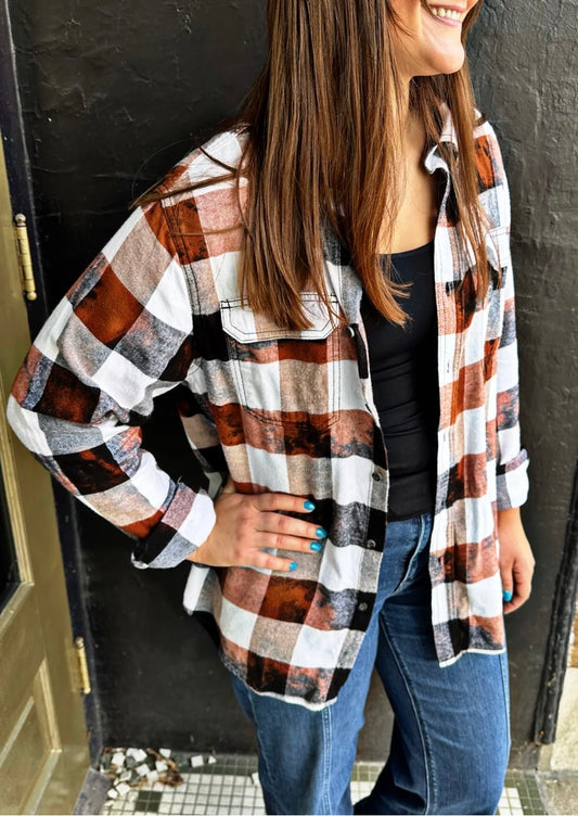 Black & White Buffalo Plaid Distressed Flannel PREORDER