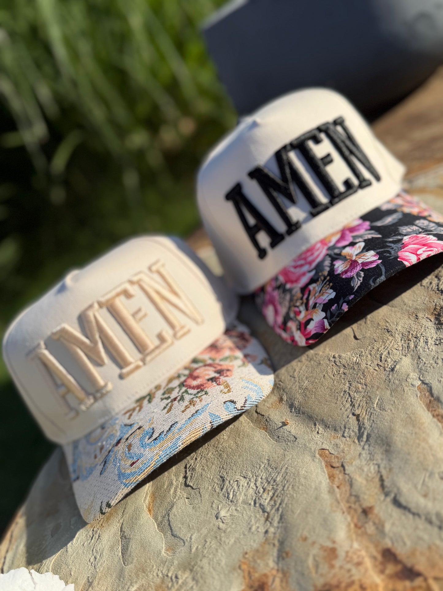 Amen Embroidered Puff Hats