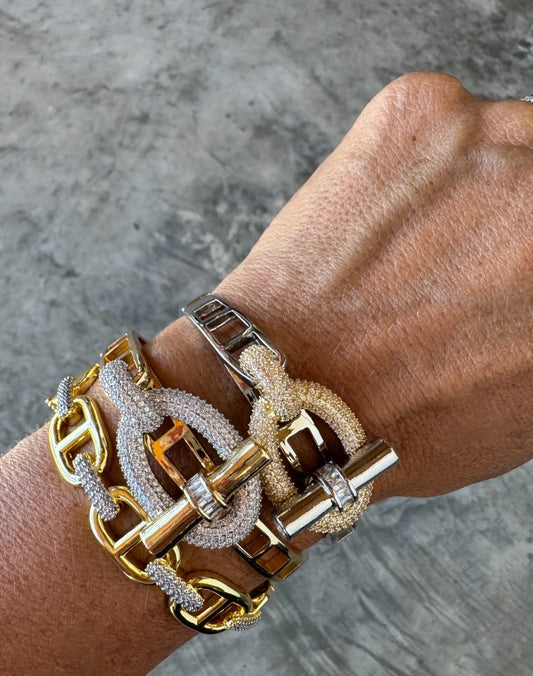 Pave Diamond Anchor Bangle Bracelet