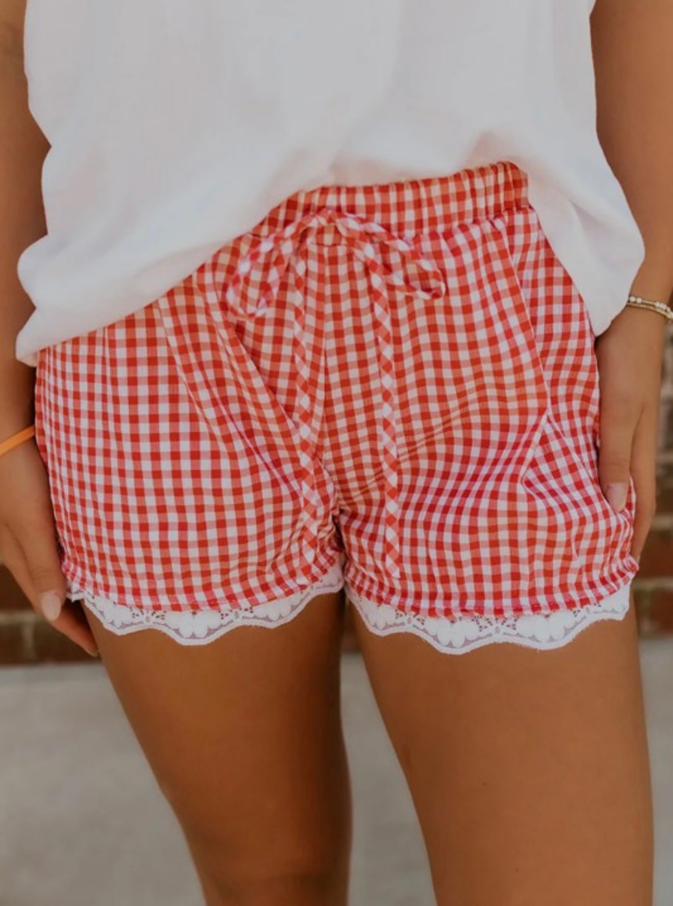 Gingham & Lace Shorts