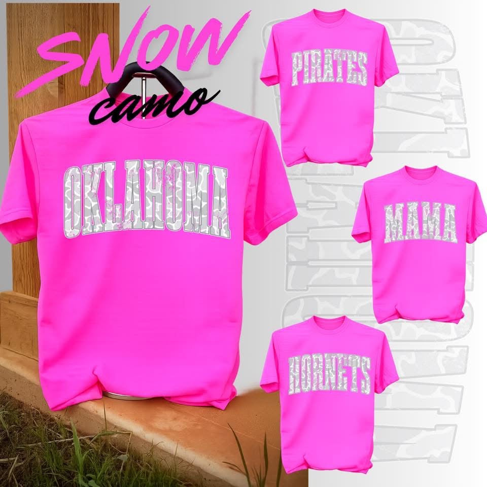 Snow Camo Custom Word Tees Preorder