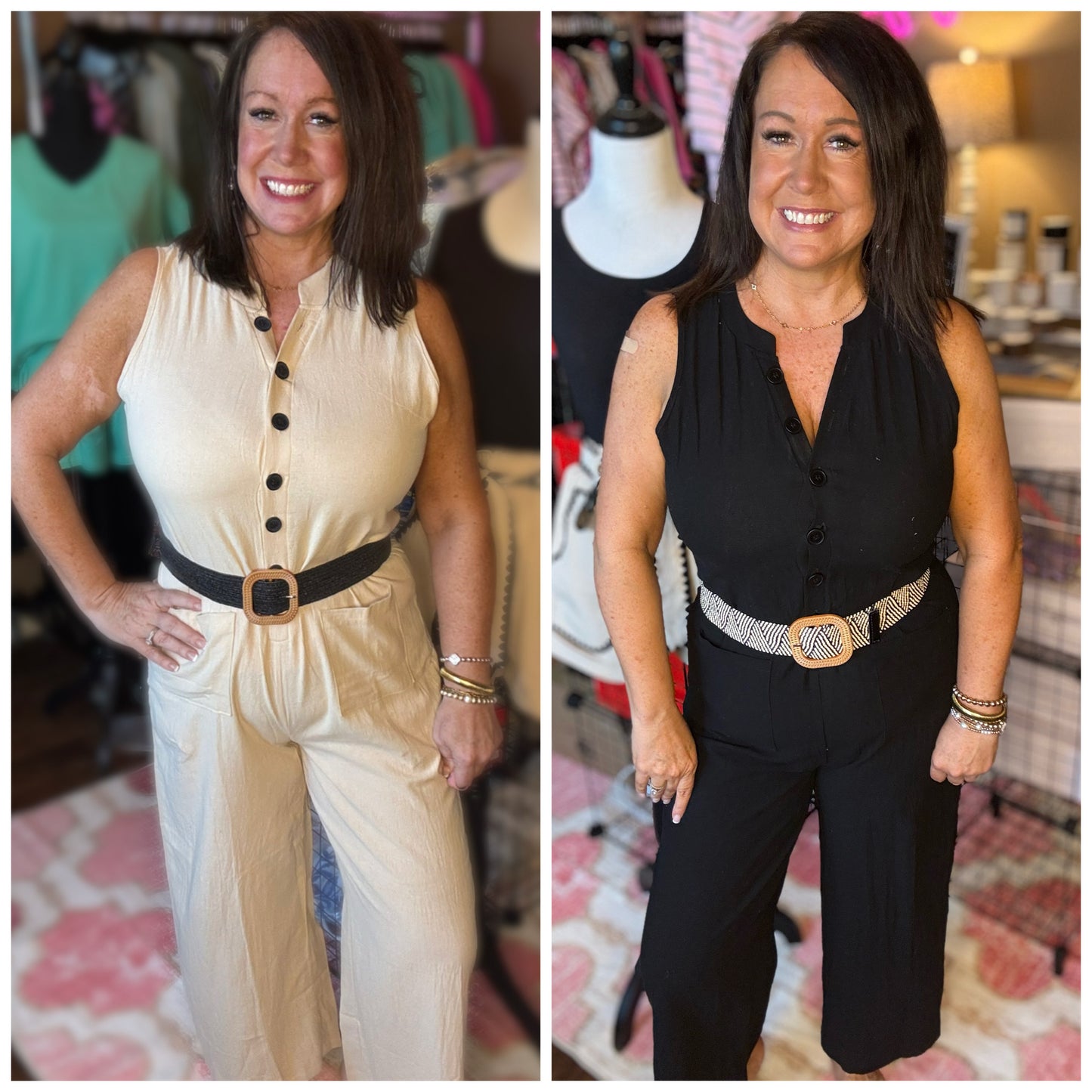Wide Leg Button Jumpsuit