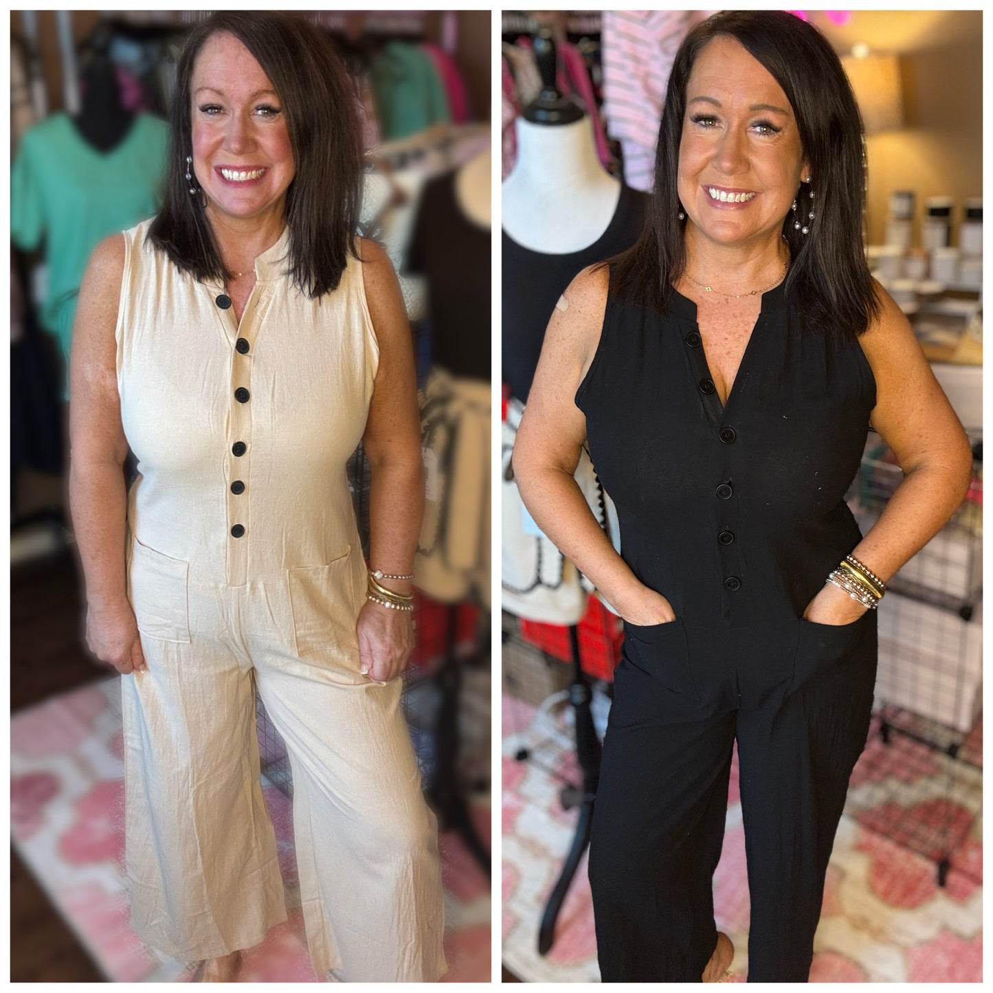 Wide Leg Button Jumpsuit