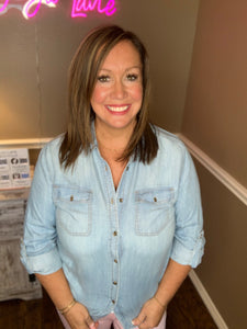 Chambray Button Down Top - 2 Colors
