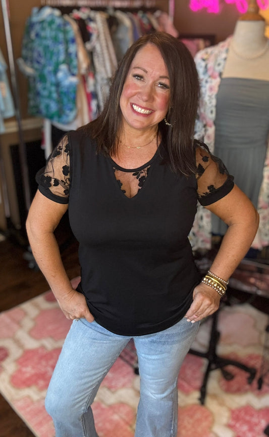 Lace Crew Neck Top