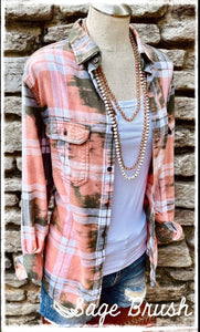 Sage Brush Distressed Flannel *PREORDER*