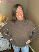 Load image into Gallery viewer, Oversized Mock Neck Chenille Sweater - Brown