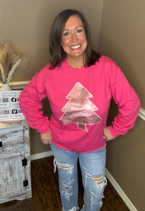 Pink Glitter Tree Sweatshirt