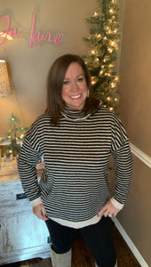 Striped Cowl Neck Sweater