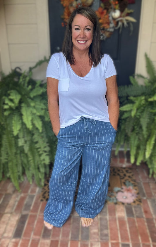 Chambray Wide Leg Pants