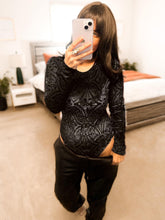 Load image into Gallery viewer, Micha Mesh Velvet Bodysuit - Black