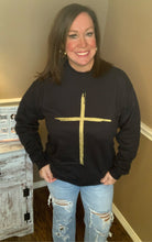 Load image into Gallery viewer, Gold Glitter Cross Sweatshirt