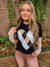 Load image into Gallery viewer, Preppy Plaid Heart Tee