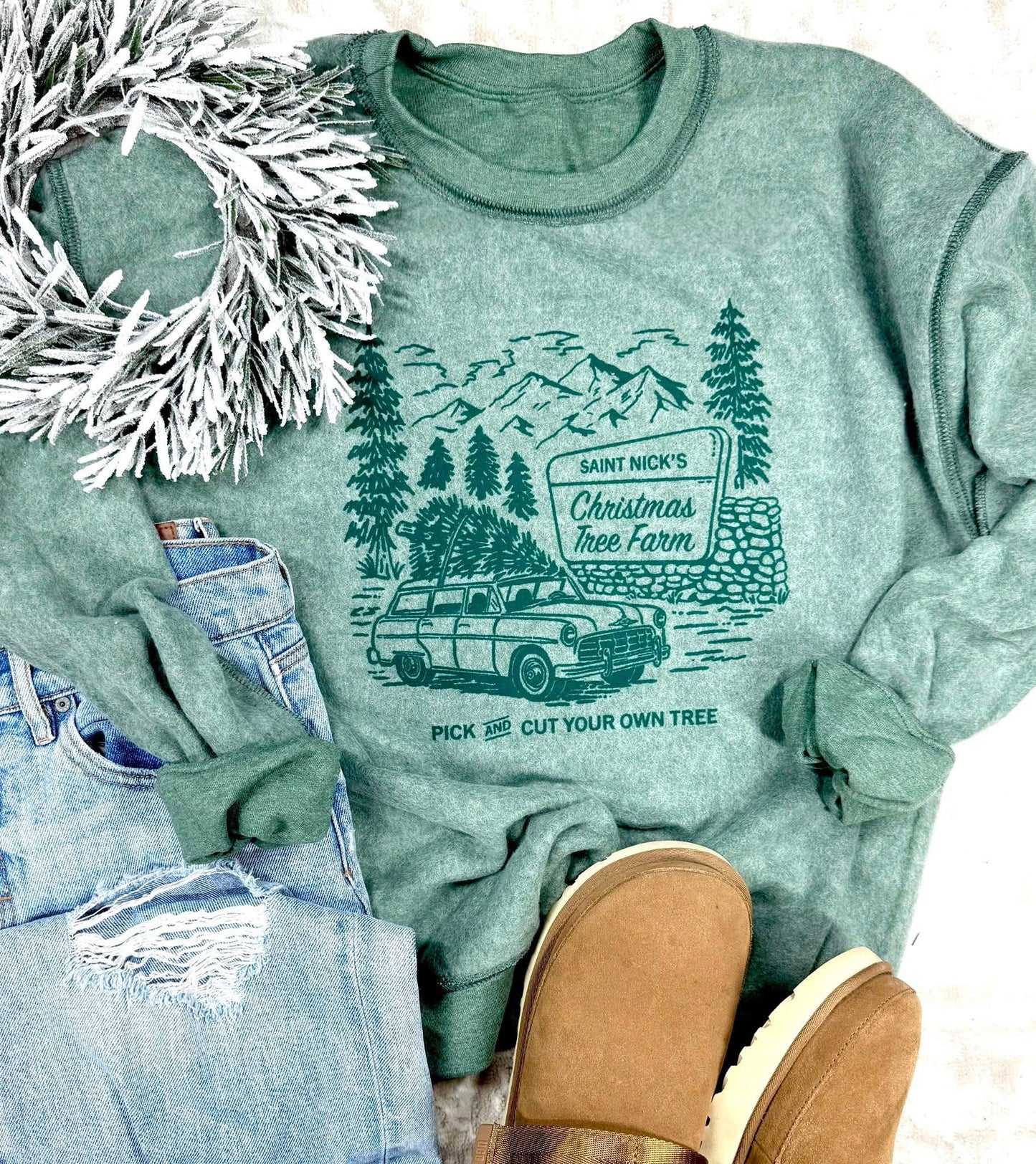 Inside Out Christmas Sweatshirts - Tree Farm
