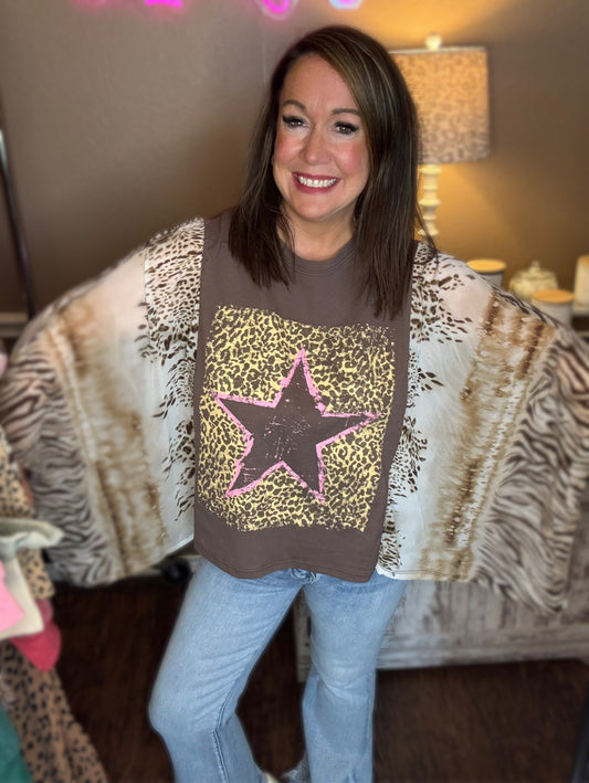 Kaftan Top - Vintage Leopard Star