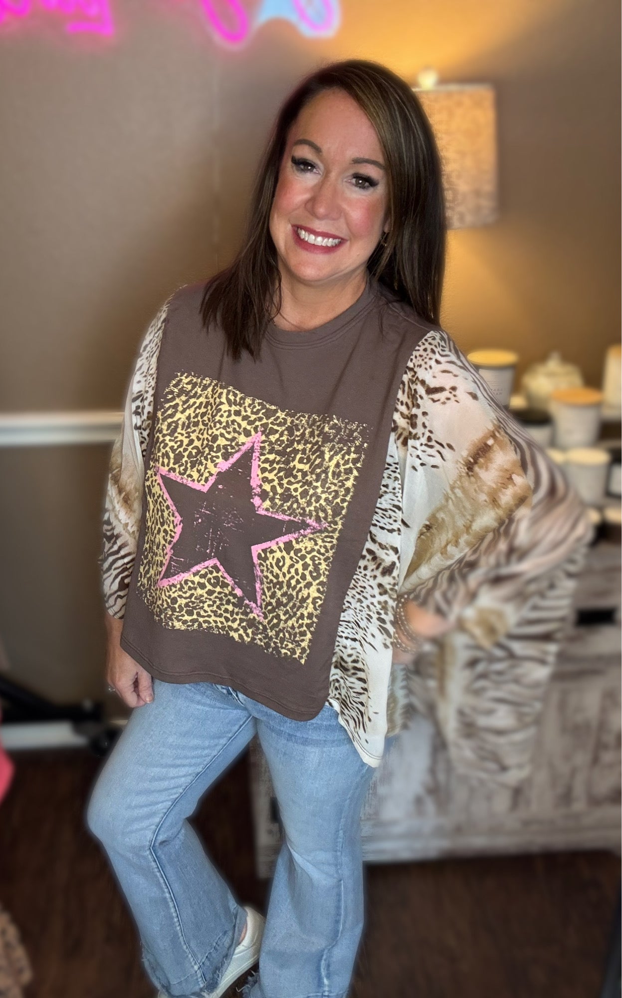 Kaftan Top - Vintage Leopard Star