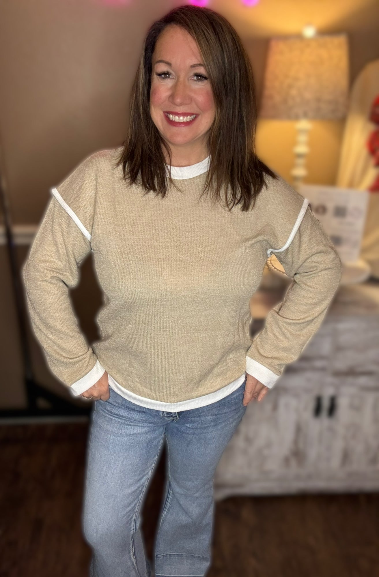 Contrast Trim Sweater