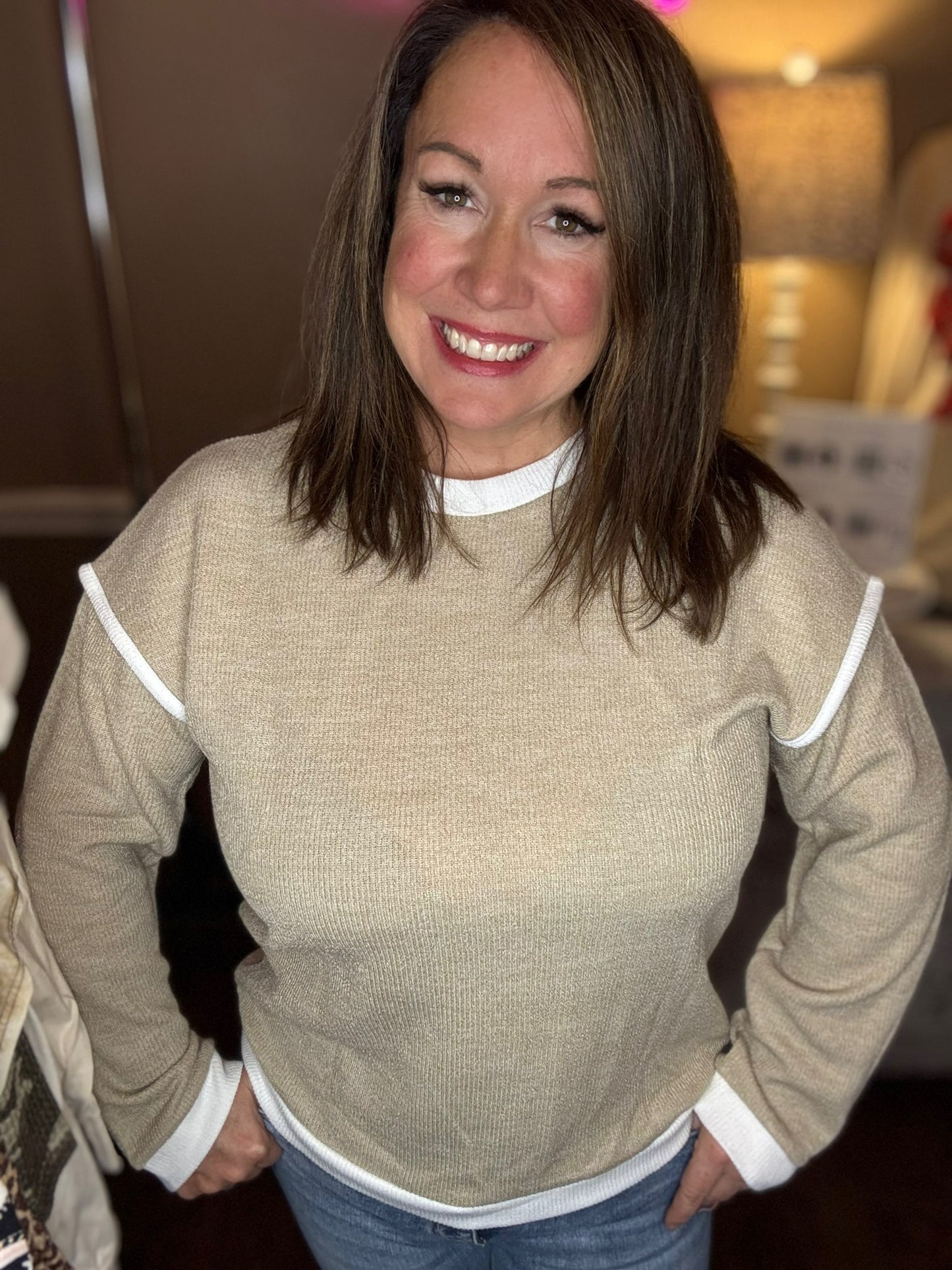 Contrast Trim Sweater