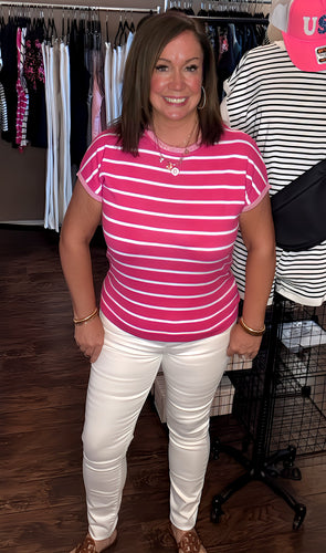 Hot Pink Striped Top