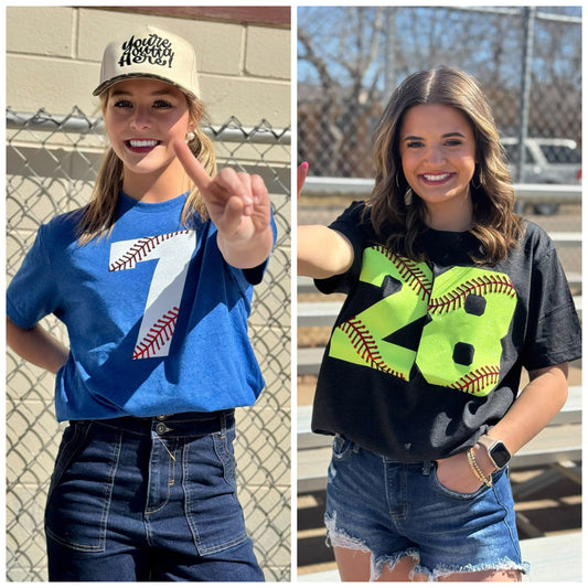 Custom Number Baseball & Softball Tees Preorder
