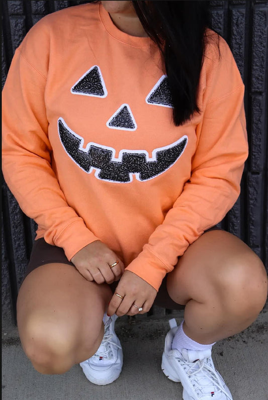 Sequin Jack-O-Lantern Sweatshirt