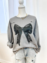 Load image into Gallery viewer, Distressed Bow Sweatshirt PREORDER