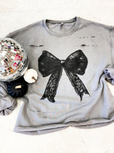 Load image into Gallery viewer, Distressed Bow Sweatshirt PREORDER