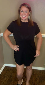 Basic Tee Shift Dress - Black