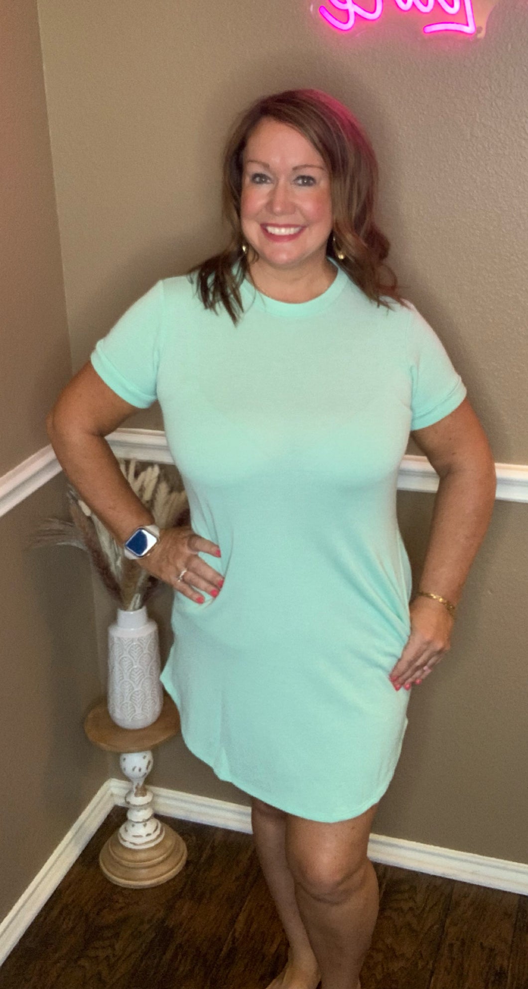 Basic Tee Shift Dress - Mint