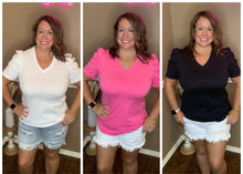 Load image into Gallery viewer, Puff Sleeve V-neck Tee - 3 colors