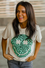 Load image into Gallery viewer, Leopard Shamrock Smiley Tee
