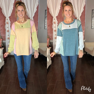 Colorblock Raw Stitch Top - 2 colors