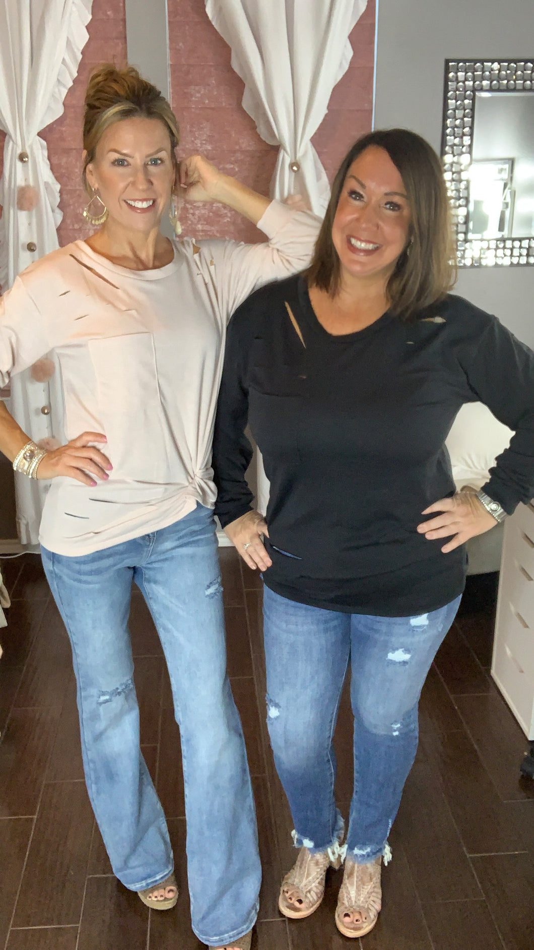 Destroyed Long Sleeve Tops