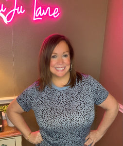 Cheetah Print Basic Top - Denim