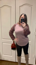 Load image into Gallery viewer, Mocha Sequin Sleeve Top
